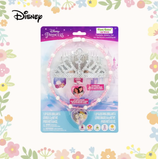 Disney Princess Plant-Based Lip Gloss Cosmetic Jewelry Set