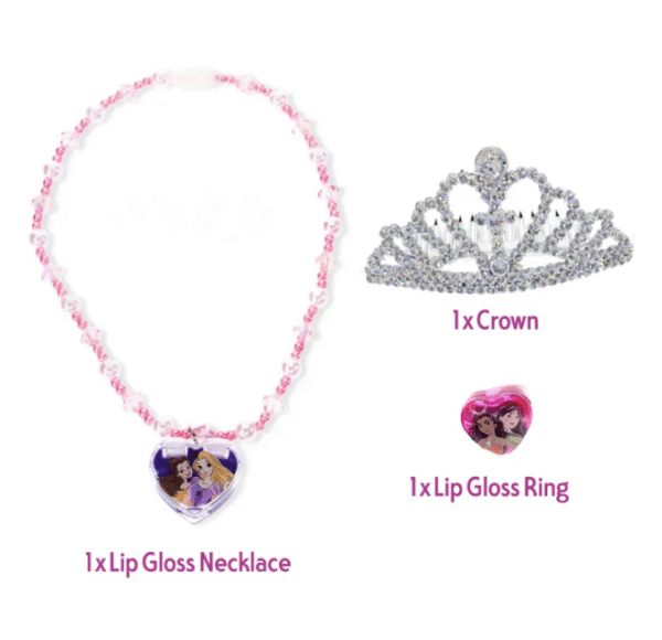 Disney Princess Plant-Based Lip Gloss Cosmetic Jewelry Set - Image 3
