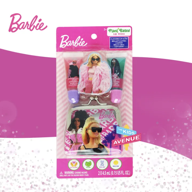 Barbie Plant-Based Flavored Lip Gloss with Mini Bag