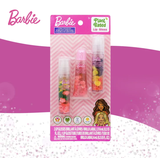 Barbie Plant-Based Flavored Floral Lip Gloss Set