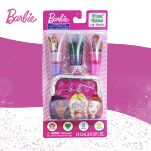 Barbie Plant-Based Flavored Lip Gloss Set with Pouch