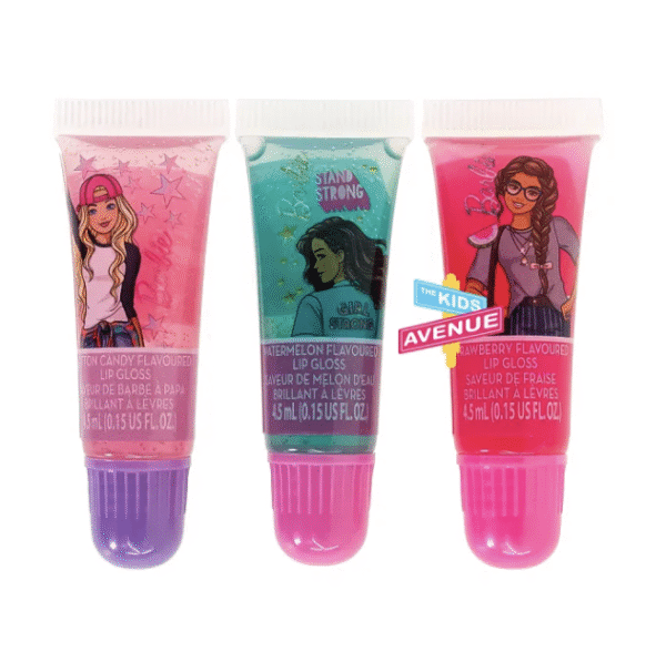 Barbie Plant-Based Flavored Lip Gloss Set with Pouch - Image 3